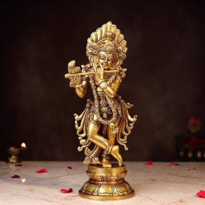 Brass Standing Krishna Idol Height 13 Inch