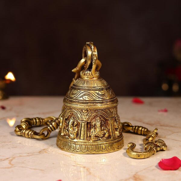 Brass Bell with Ganesh Carving – 29 Inch Pure Handcrafted Temple Ghanti