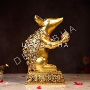 Brass Mushak with Ganesh Carved on Back Height 9.5 Inch