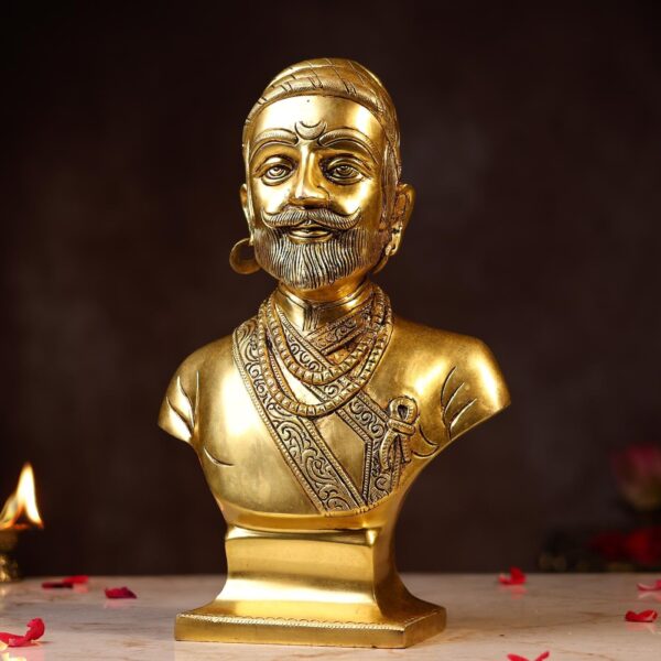 Brass ChhatrPati Shivaji Murti Height 12 Inch