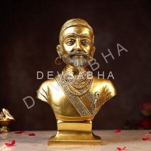 Brass ChhatrPati Shivaji Murti Height 12 Inch