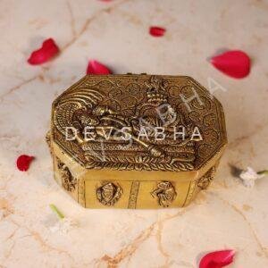 Brass Dashavatar Box with Vishnu Height 3 Inch