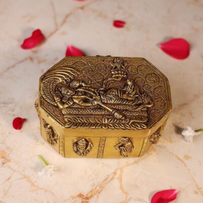 Brass Dashavatar Box with Vishnu Height 3 Inch