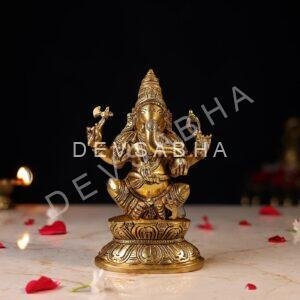 Superfine Brass Ganesh Idol Height 7.5 Inch