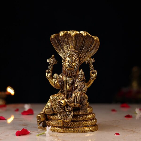 Brass Laxmi Narasimha Idol Height 8 Inch