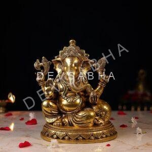Elegant Brass Ganesh Idol Height 9.5 Inch