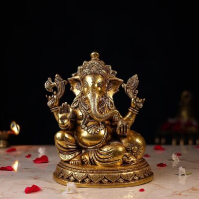 Elegant Brass Ganesh Idol Height 9.5 Inch