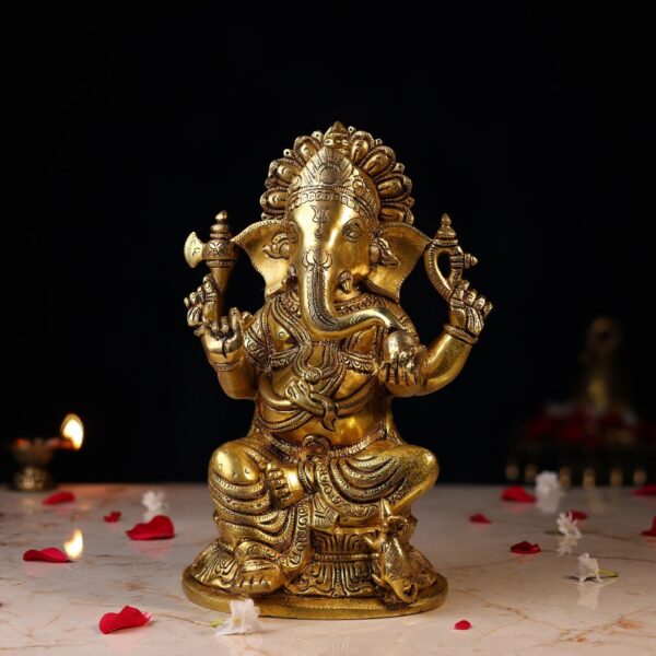 Brass Lord Ganesh Idol Height 11.5 Inch