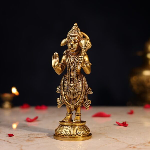 Brass Standing Hanuman Idol Height 8 Inch