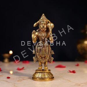 Brass Standing Hanuman Idol Height 8 Inch