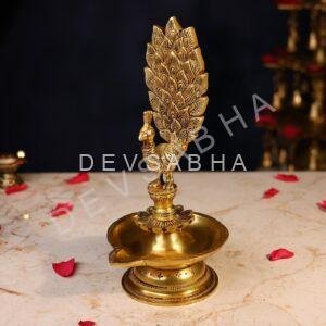 Brass Peacock Lamp Height 11.5 Inch
