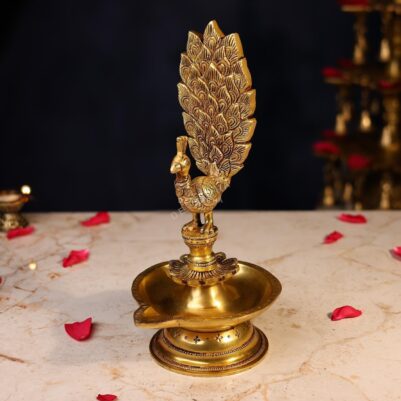 Brass Peacock Lamp Height 11.5 Inch