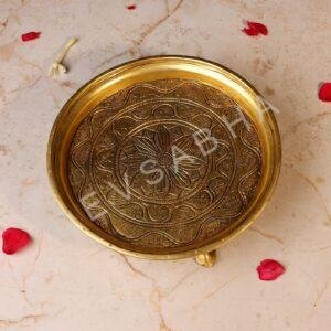 Brass Round Stool Height 2 Inch Pure Handcrafted Pooja Chowki