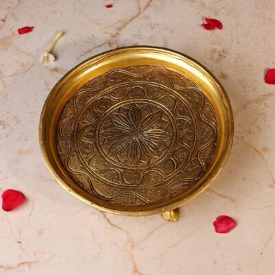 Brass Round Stool Height 2 Inch Pure Handcrafted Pooja Chowki