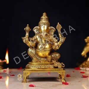 Brass Ganesh Idol Height 9.5 Inch