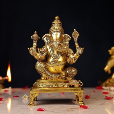 Brass Ganesh Idol Height 9.5 Inch