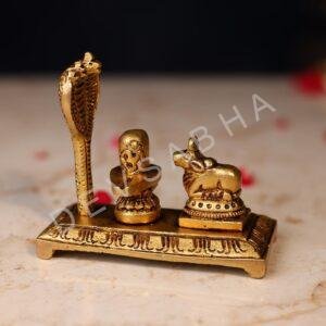 Brass Shiva Linga with Nandi Height 3.4 Inch Pure Handcrafted Pooja Idol