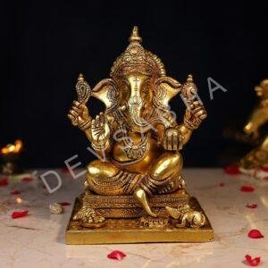 Superfine Brass Ganesh Idol Height 9.5 Inch
