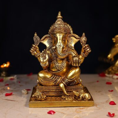 Superfine Brass Ganesh Idol Height 9.5 Inch