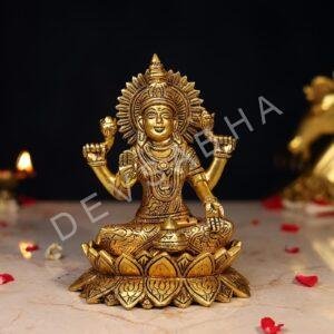 Brass Goddess Laxmi Idol Height 7.5 Inch