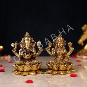 Brass Ganesh Laxmi Pair Height 5 Inch
