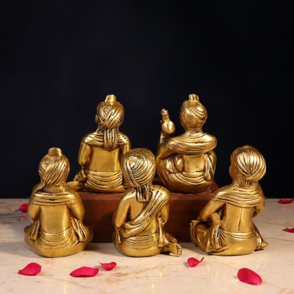Brass Farmer Musician Set Idol Height 5 Inch
