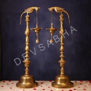 Large Size Brass Parrot Lamp Pair Height 38.5 Inch