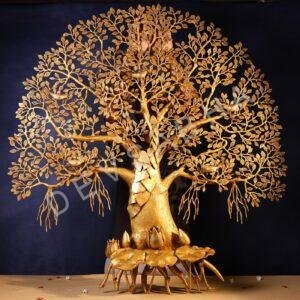 Large Brass Bodhi Tree of Life with Roots Wall Hanging – 50 Inch Decorative Art