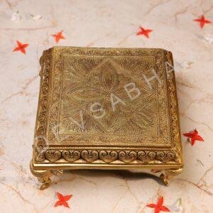 Brass Stool with Elephant Stand – 5 Inch Pure Handcrafted Pooja Chowki