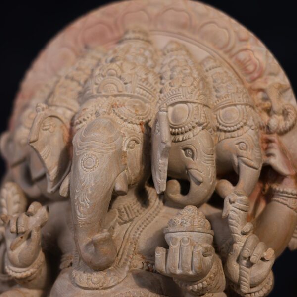 Stone Panchmukhi Ganesh Idol – 1 Foot Handcrafted Murti