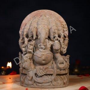 Stone Panchmukhi Ganesh Idol – 1 Foot Handcrafted Murti