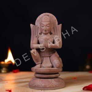 Pink Stone Garuda Statue – 8 Inch Handcrafted Murti