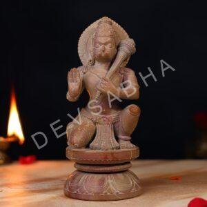 Pink Stone Hanuman Idol – 8 Inch Handcrafted Murti