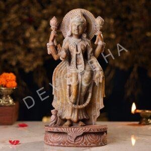 Stone Standing Laxmi Mata Idol – 12 Inch Handcrafted Murti