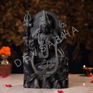 Black Stone Standing Ardhanarishvara Idol – 10.5 Inch Handcrafted Murti