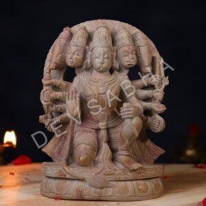 Pink Stone Panchmukhi Hanuman Idol – 10 Inch Handcrafted Murti