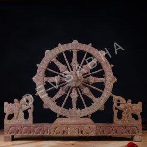 Pink Stone Konark Chakra – 15 Inch Handcrafted Sun Temple Wheel