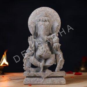 Green Stone Standing Ganesh Idol – 10 Inch Handcrafted Murti