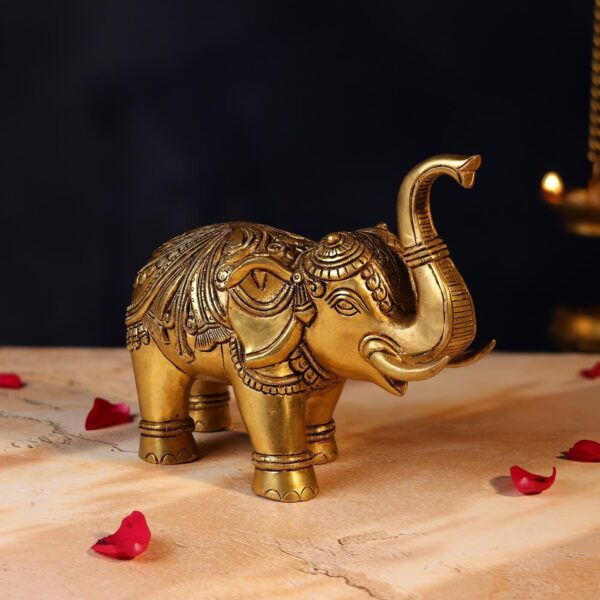 Elegant Brass Elephant – 6.5 Inch Handcrafted Decorative Statue