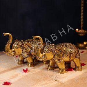Brass Elephant Pair – 6.5 Inch Handcrafted Decorative Statues