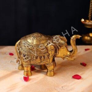 Royal Brass Elephant – 6.4 Inch Handcrafted Decorative Statue