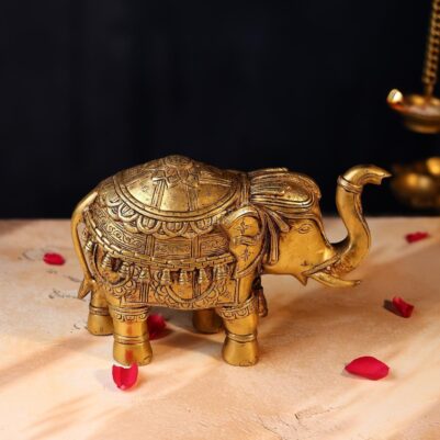 Royal Brass Elephant – 6.4 Inch Handcrafted Decorative Statue
