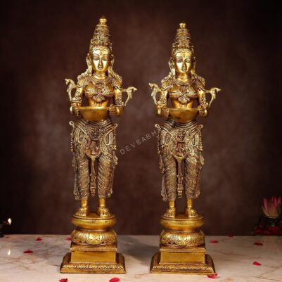 Brass Ledy Lamp Pair – 23.5 Inch Handcrafted Decorative Lamps