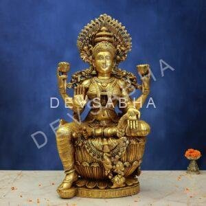 Large Brass Laxmi Idol – 24 Inches – Divine Maa Lakshmi Statue