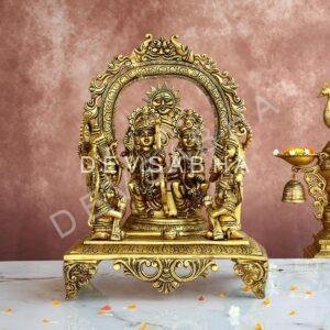 Brass Ram Darbar Idol – 16 Inches – Divine Ram Parivar Statue for Home & Temple
