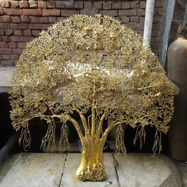 Large Size Brass Wall Hanging Kalpavriksha Tree – 65 Inches – Grand Handcrafted Divine Tree of Life Wall Art