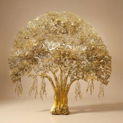 Large Size Brass Wall Hanging Kalpavriksha Tree – 65 Inches – Grand Handcrafted Divine Tree of Life Wall Art