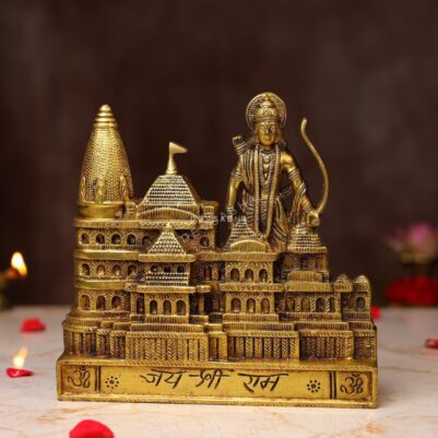 Brass Wall Hanging Ayodhya Ram Mandir Idol – 8.3 Inches | Sacred & Decorative Wall Art