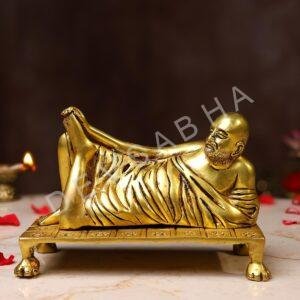 Brass Sleeping Raghavendra Swamy Idol – 5 Inches | Sacred Pooja & Devotional Statue
