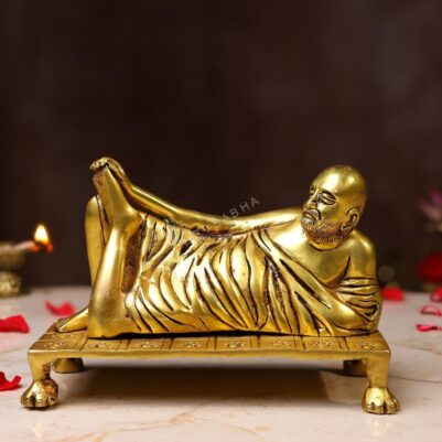 Brass Sleeping Raghavendra Swamy Idol – 5 Inches | Sacred Pooja & Devotional Statue